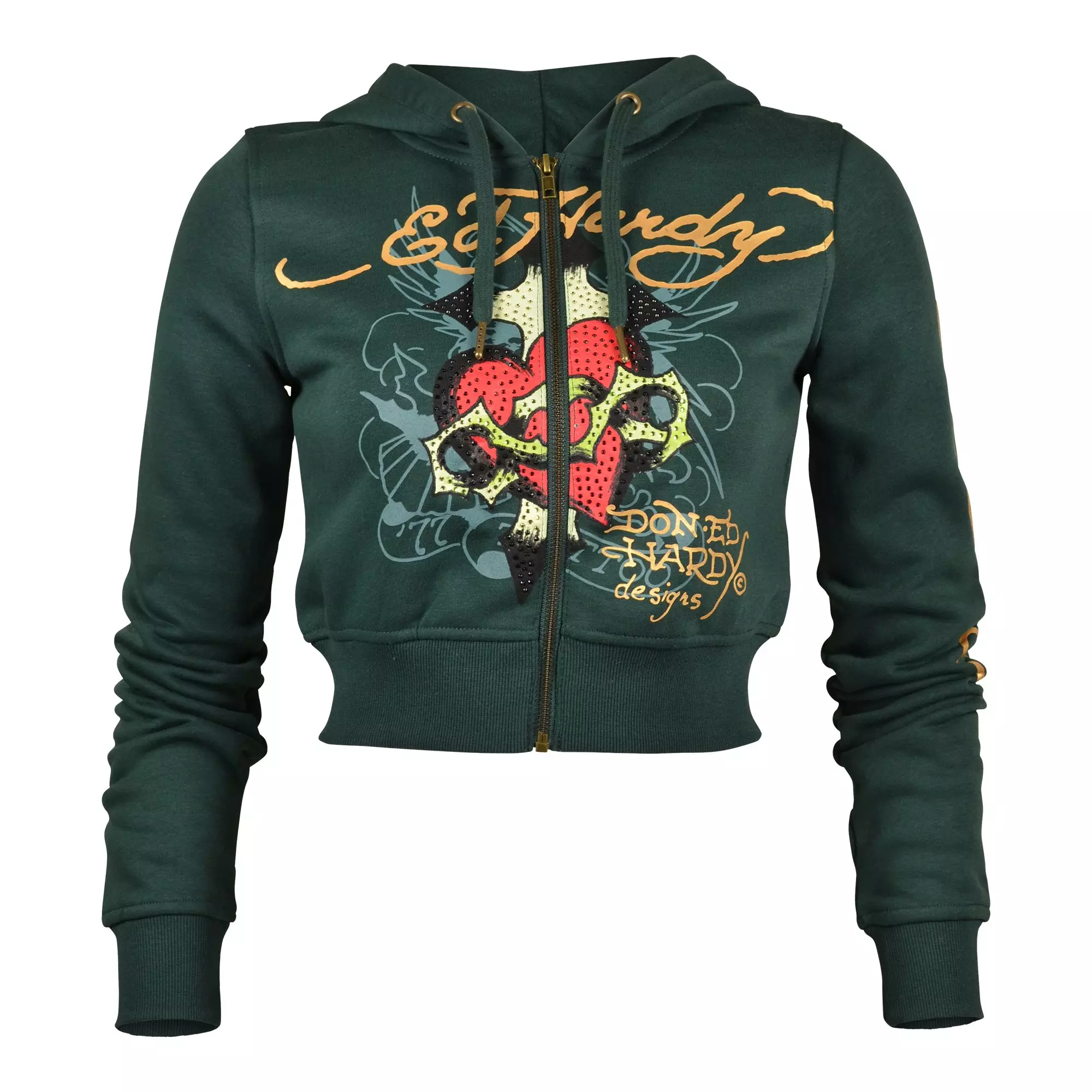 Ed Hardy Women's Sacred Heart Fleece Jacket Green | Hibbett